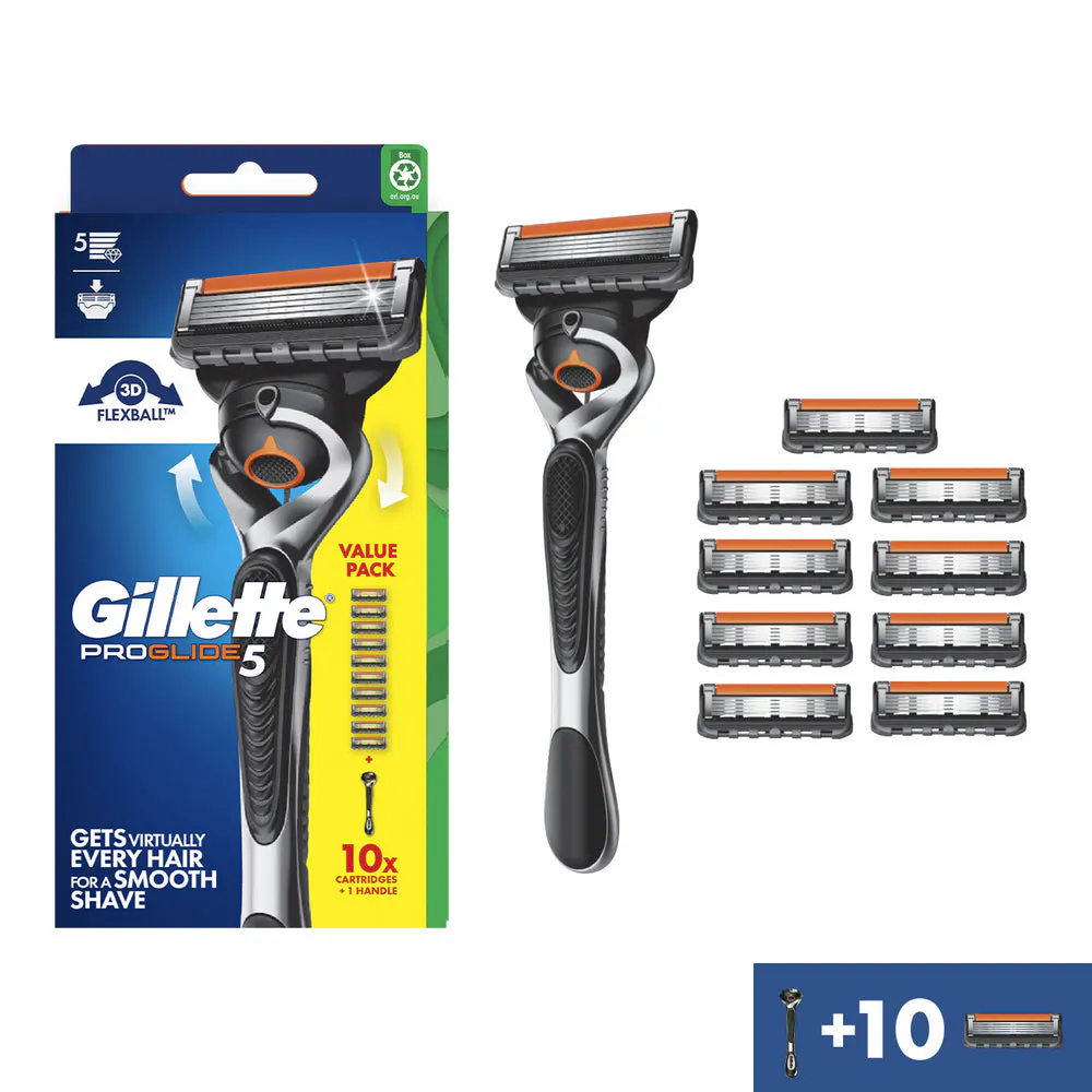 Gillette Fusion ProGlide Flexball Handle + 10 Blade Refills, view 2