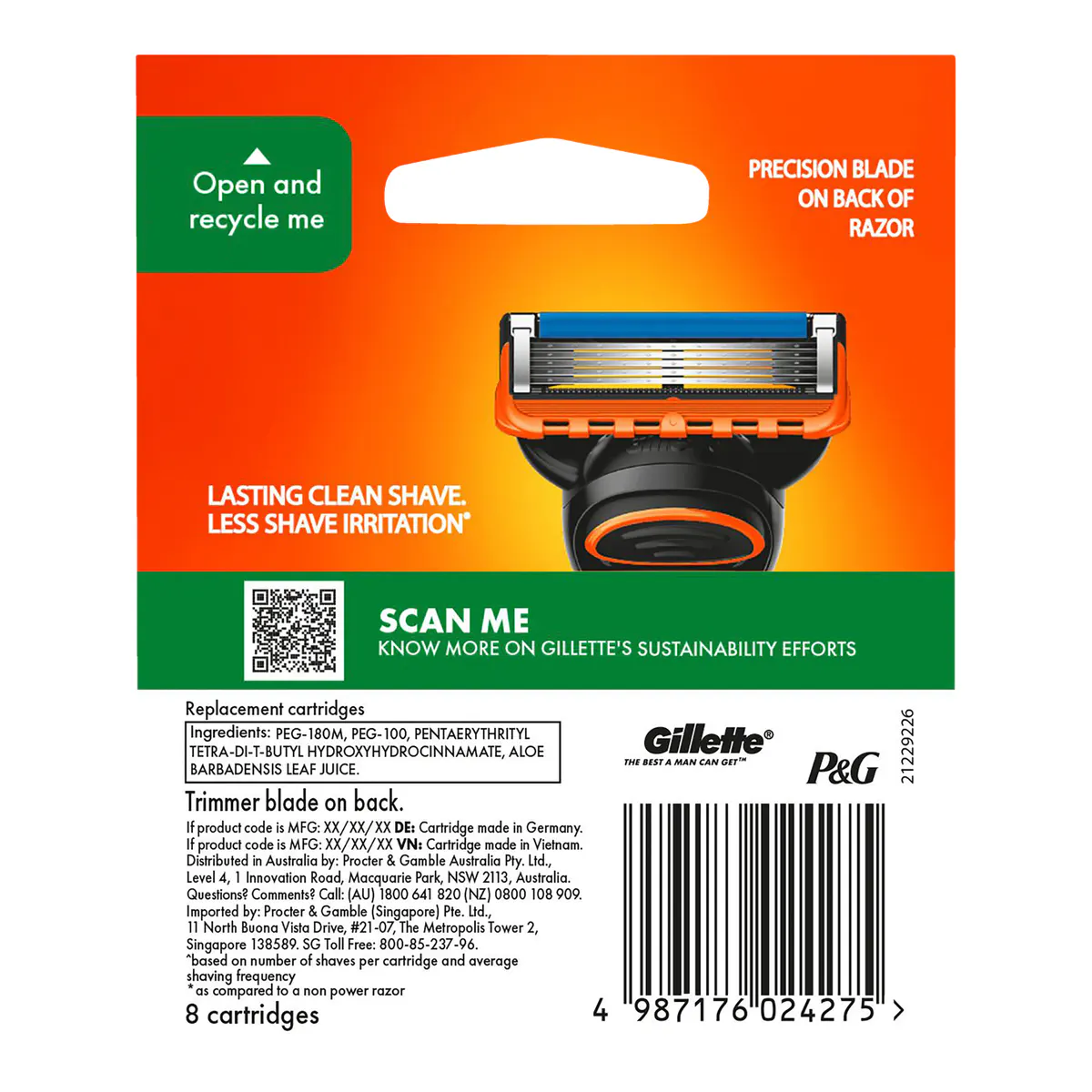 Gillette Fusion5 Power Razor Blade Refills 8pk, view 2
