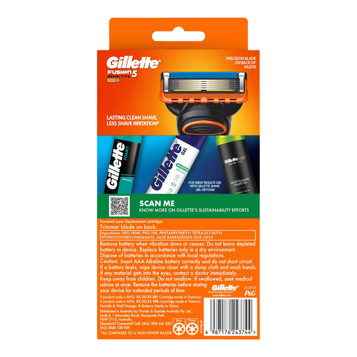 Gillette Fusion5 Power Razor Handle + 4 Blade Refills, view 2