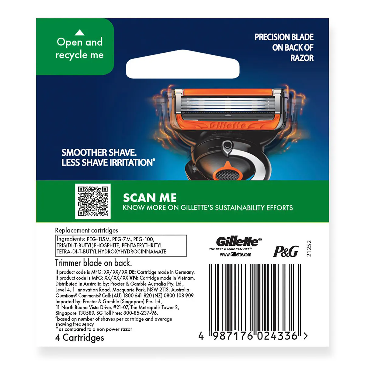 Gillette ProGlide Power FlexBall Razor Blades Refills 4pk, view 2