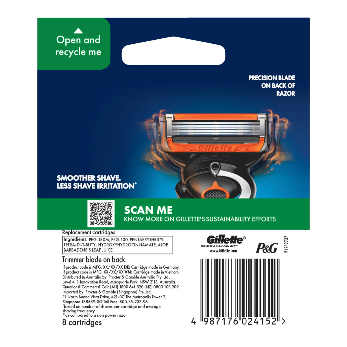 Gillette ProGlide Power FlexBall Razor Blades Refills 8pk, view 2
