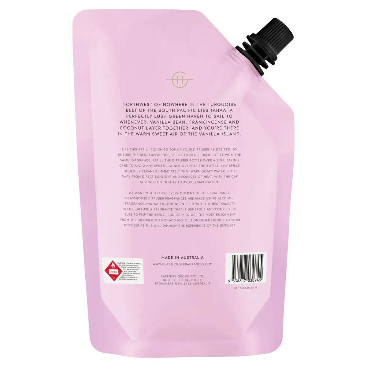Glasshouse Fragrances Diffuser Refill Pouch 250ml - A TAHAA AFFAIR, view 4