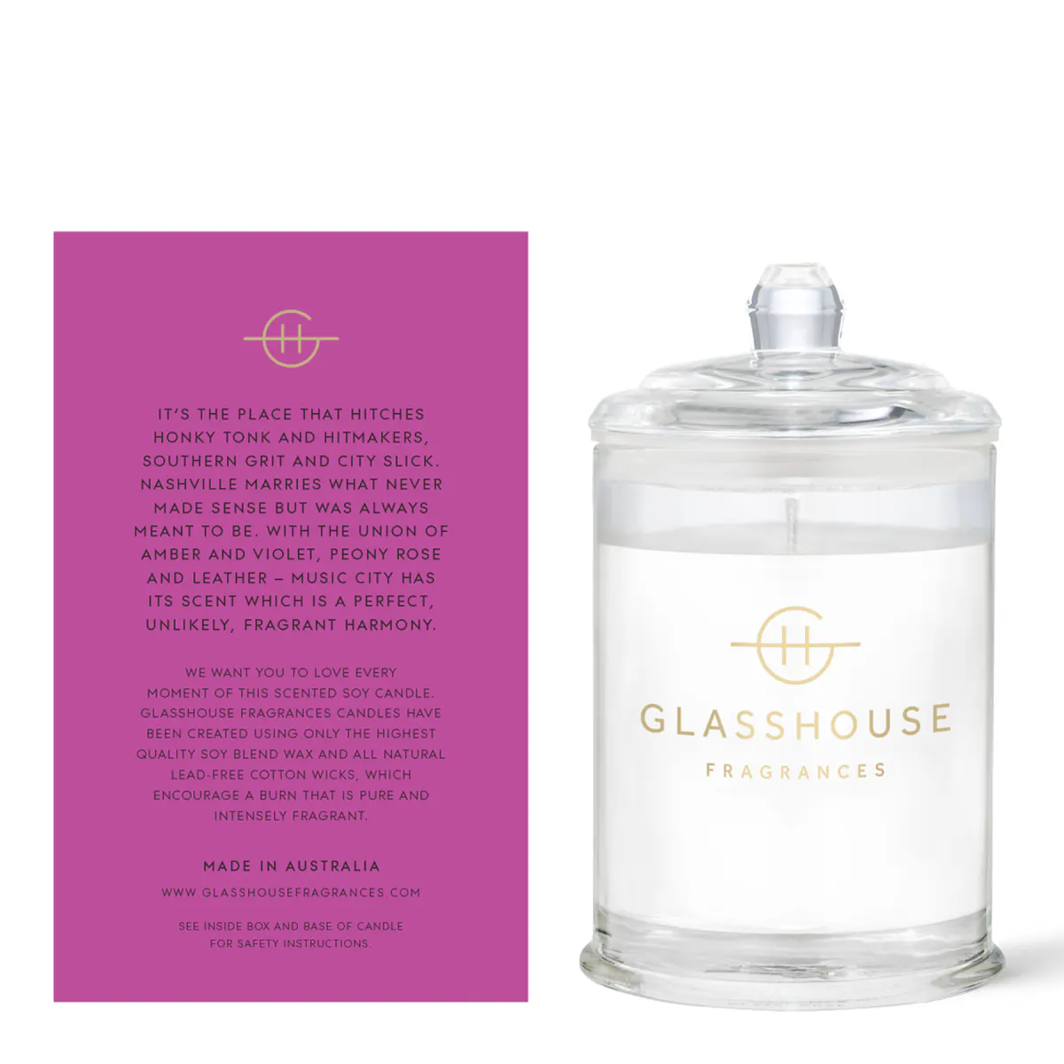 Glasshouse Fragrances MUSIC CITY MAGIC Candle 60g, view 3