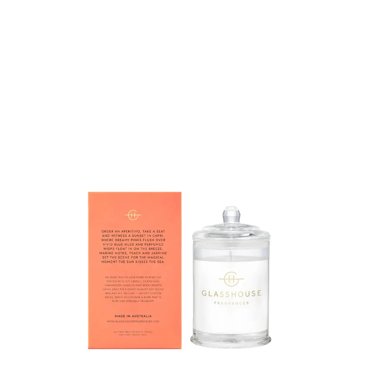 Glasshouse Fragrances SUNSETS IN CAPRI Candle 60g, view 3