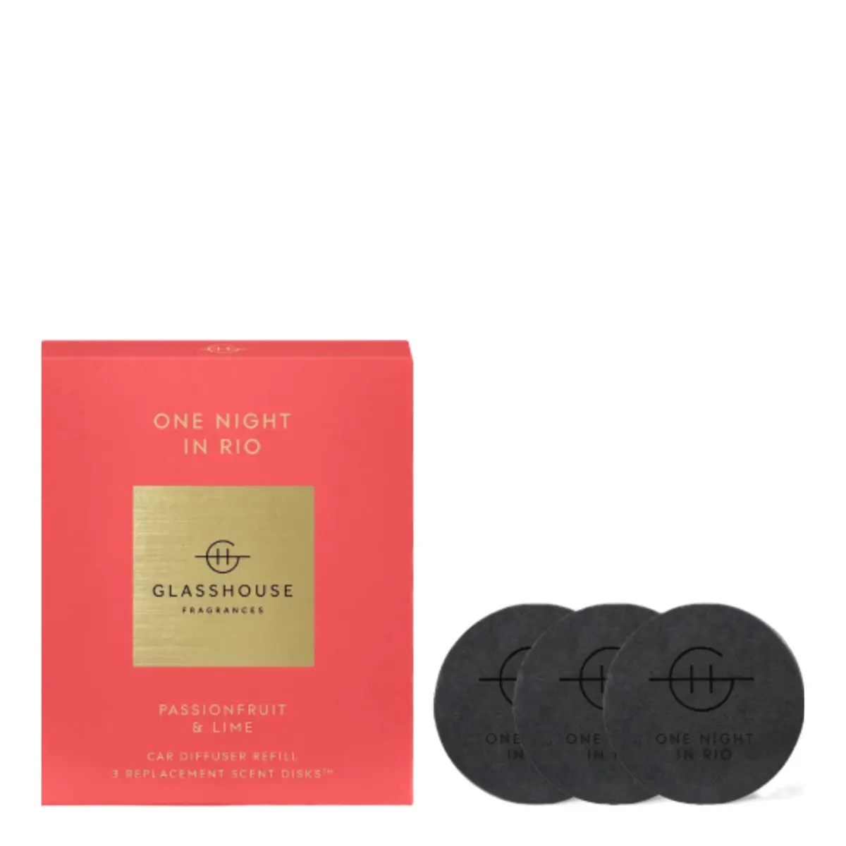 Glasshouse Fragrances ONE NIGHT IN RIO Car Diffuser Refill - 3 Pack