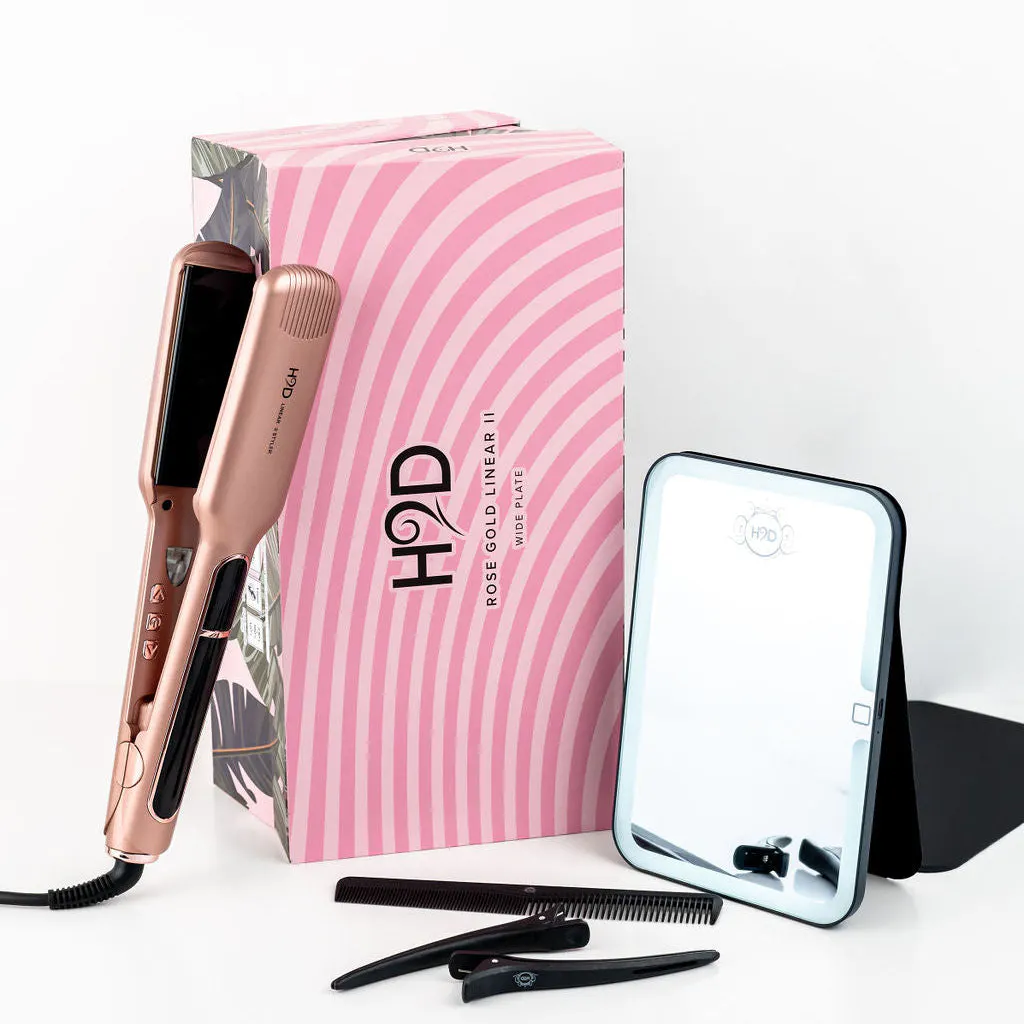 H2D Linear 11 Rose Gold Wide Hair Straightener, view 3