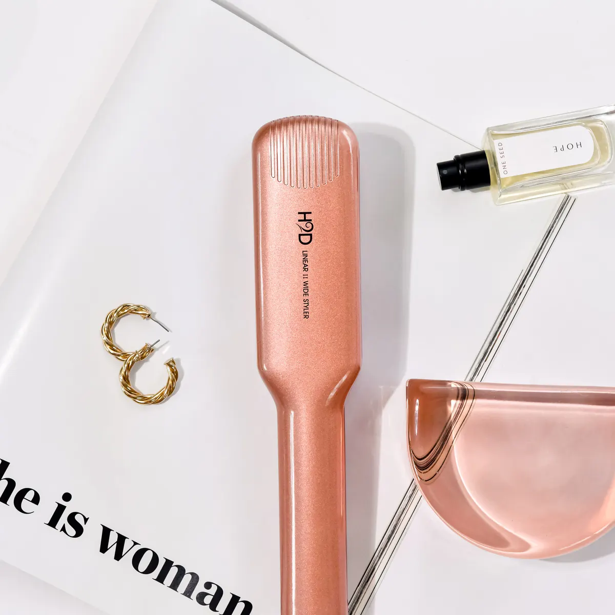 H2D Linear 11 Rose Gold Wide Hair Straightener, view 4