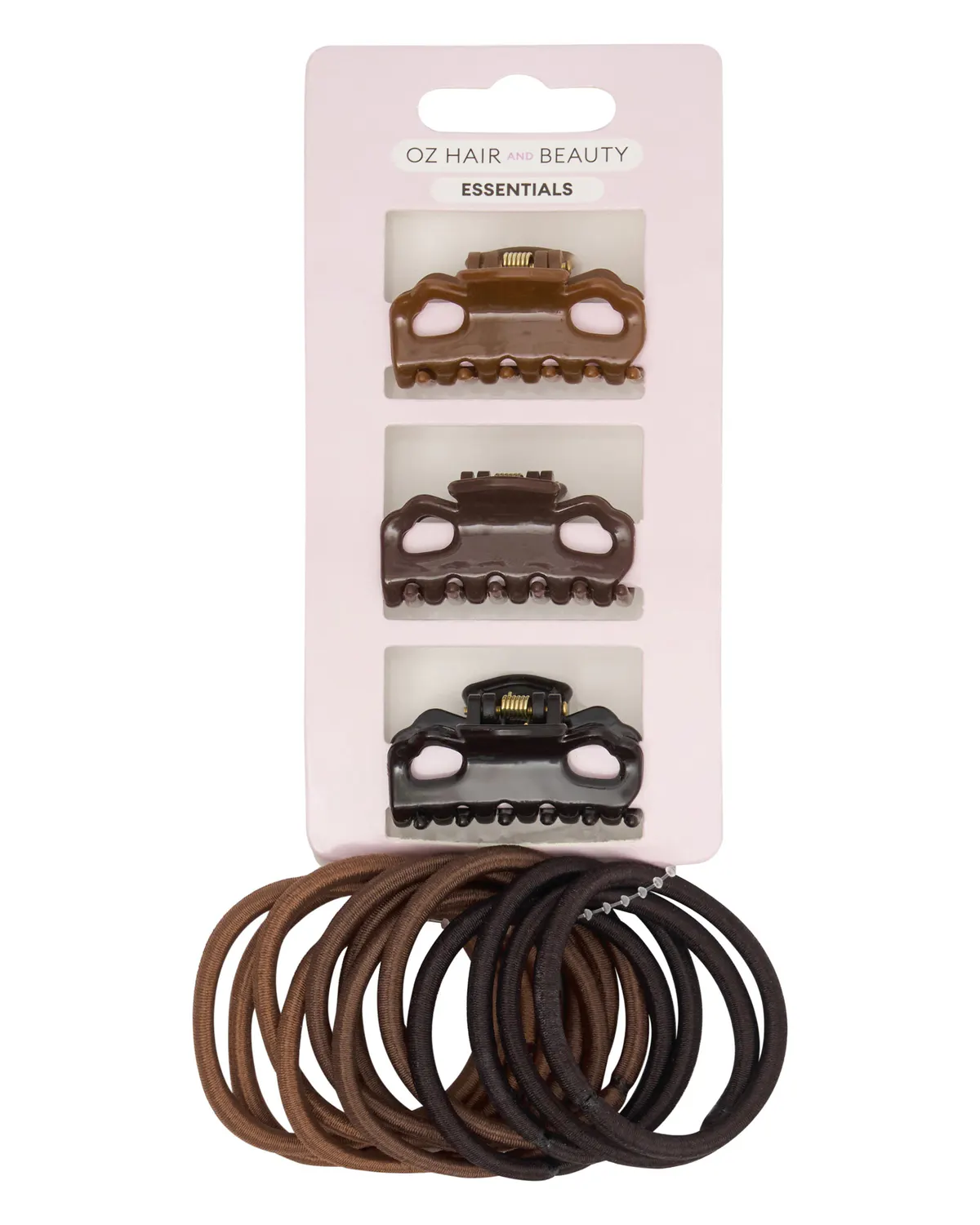 Oz Essentials Claw Clip and Elastic Set - Dark, view 2