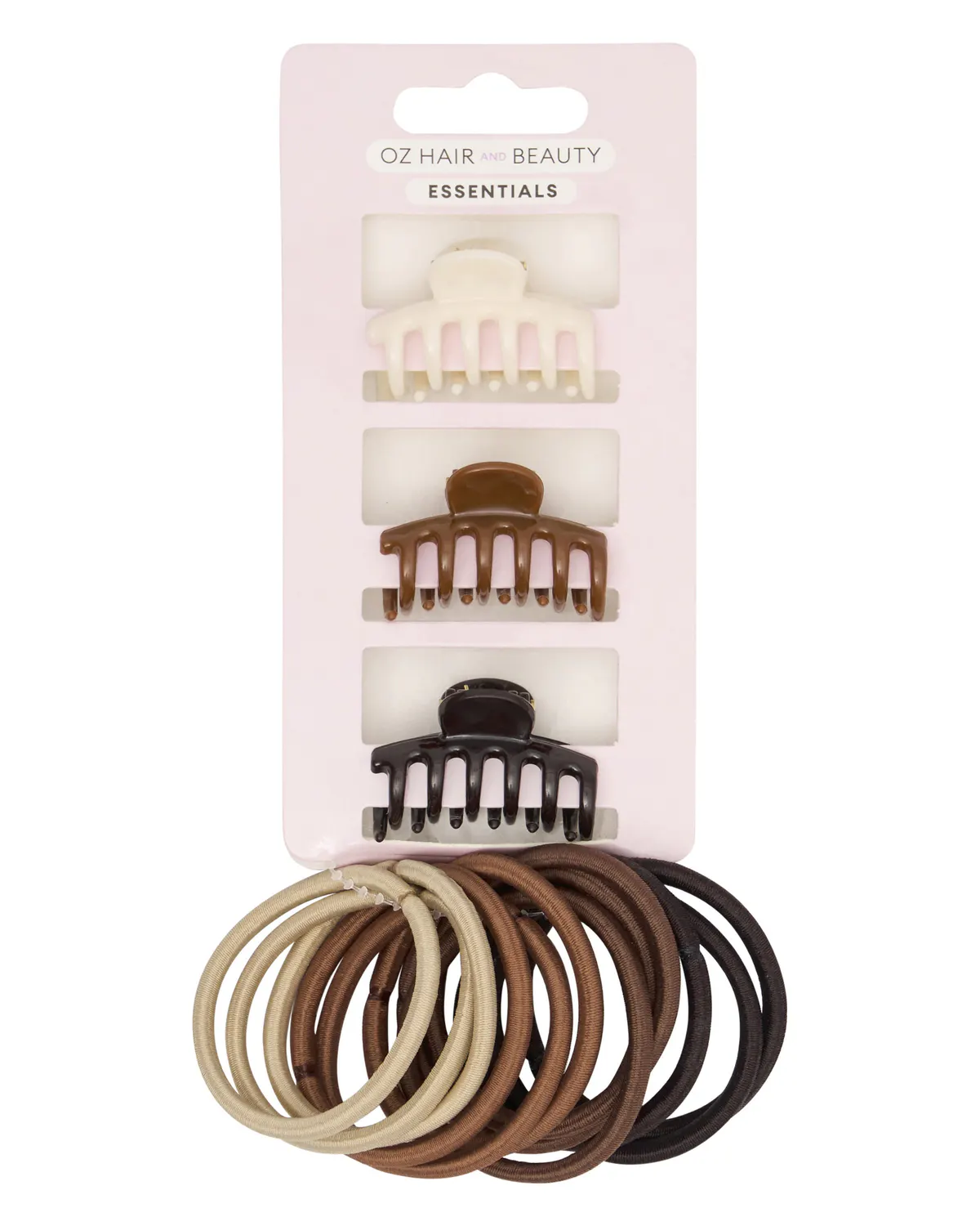 Oz Essentials Claw Clip and Elastic Set - Multi Colour, view 2