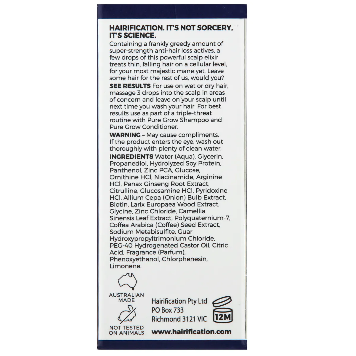 Hairification Pure Grow Hair Growth Intensifying Serum 50ml, view 7