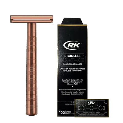 Henson Shaving AL13-M DE Safety Razor Copper & Blades Bundle