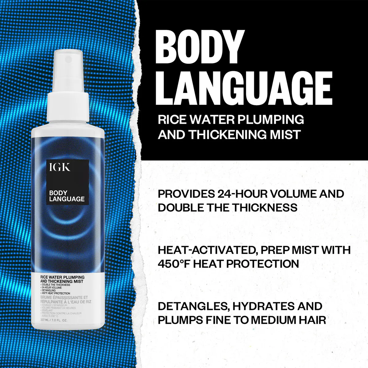 IGK BODY LANGUAGE Rice Water Plumping and Thickening Mist 207ml, view 4