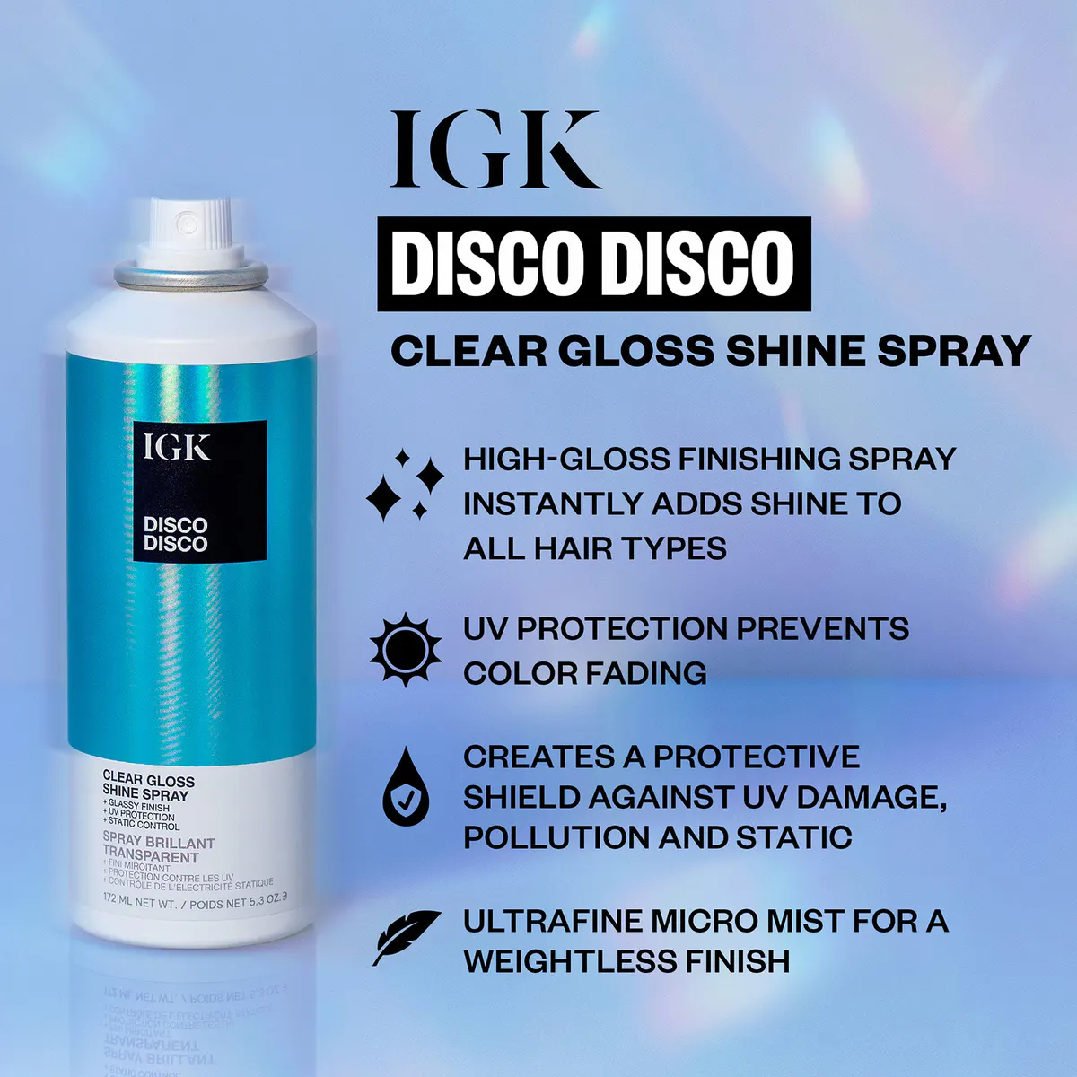 IGK DISCO DISCO Clear Gloss Shine Spray 172ml, view 4