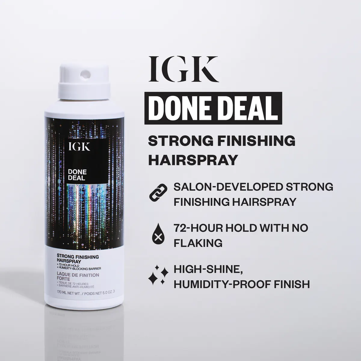 IGK DONE DEAL Strong Finishing Hairspray 170ml, view 4