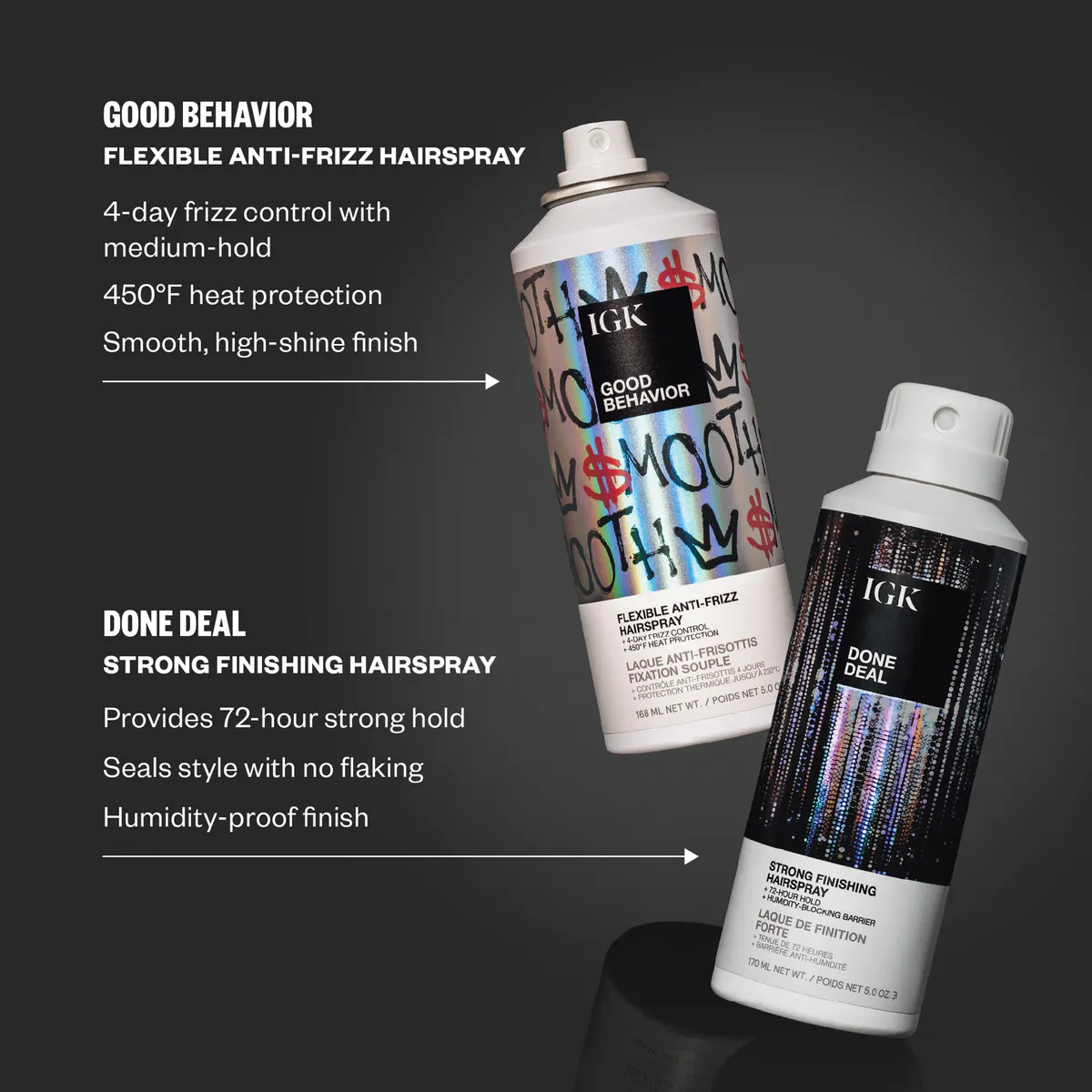 IGK DONE DEAL Strong Finishing Hairspray 170ml, view 5