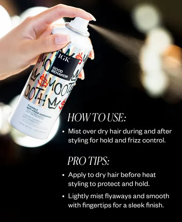 IGK GOOD BEHAVIOR Flexible Anti-Frizz Hairspray 168ml, view 5