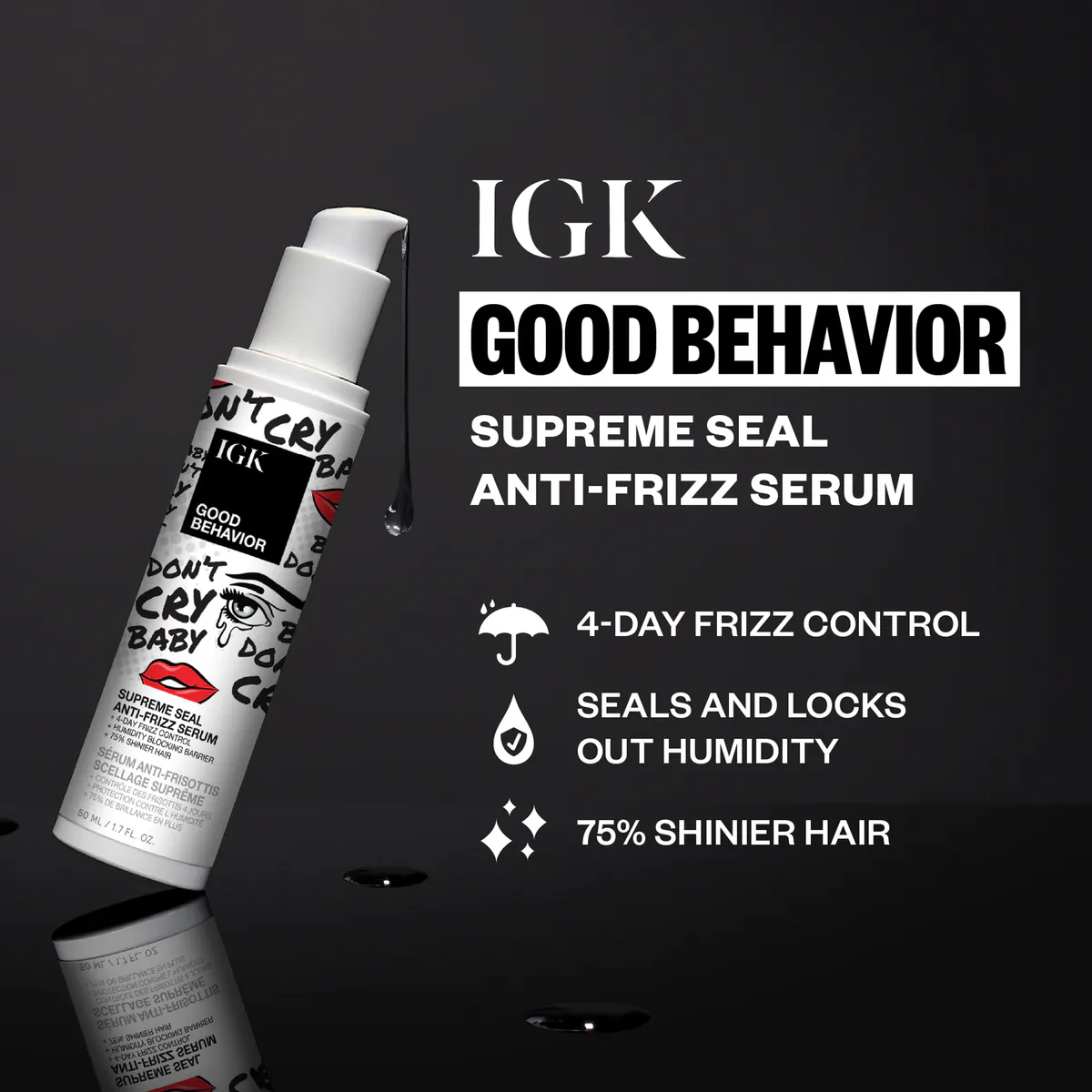 IGK GOOD BEHAVIOR Supreme Seal Anti-Frizz Serum 50ml, view 5