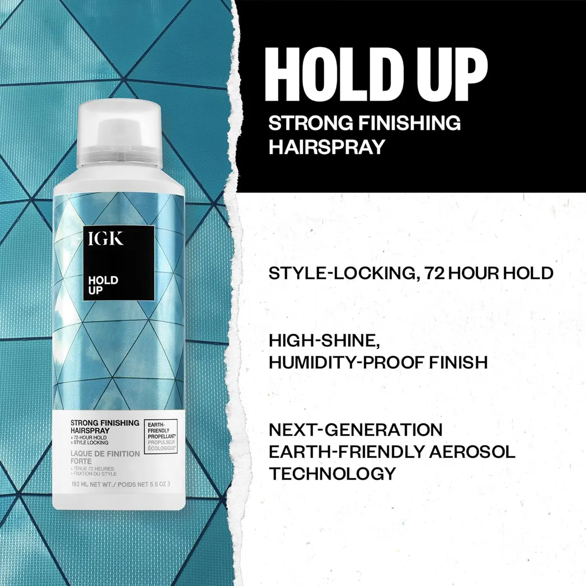 IGK Hold Up Strong Finishing Hairspray 192ml, view 3