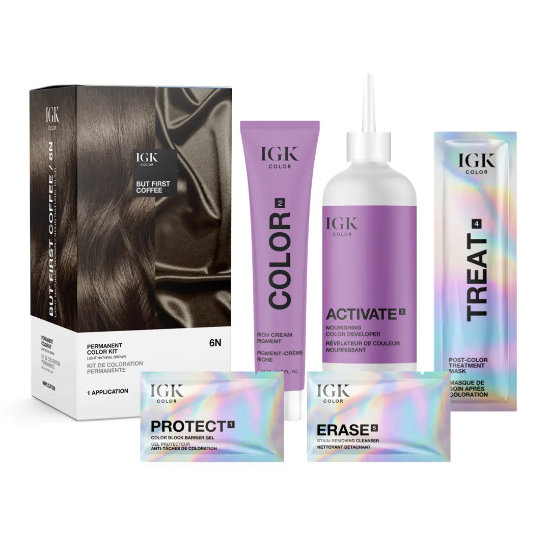 IGK Permanent Color Kit But First Coffee - Light Natural Brown