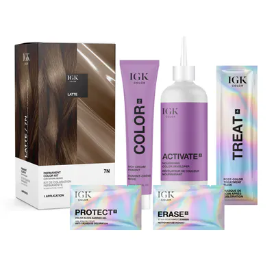 IGK Permanent Color Kit Latte - Dark Natural Blonde