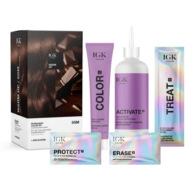 IGK Permanent Color Kit Warm Up - Golden Mahogany Brown