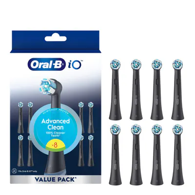 Oral-B iO Advanced Clean Black Replacement Brush Heads, 8 Pack