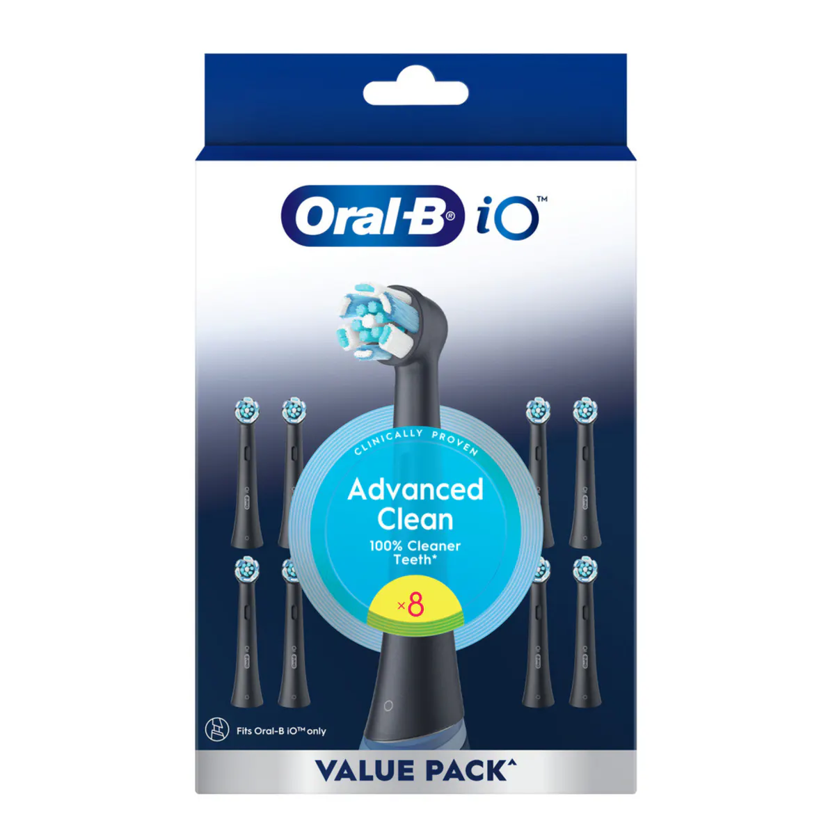 Oral-B iO Advanced Clean Black Replacement Brush Heads, 8 Pack, view 2