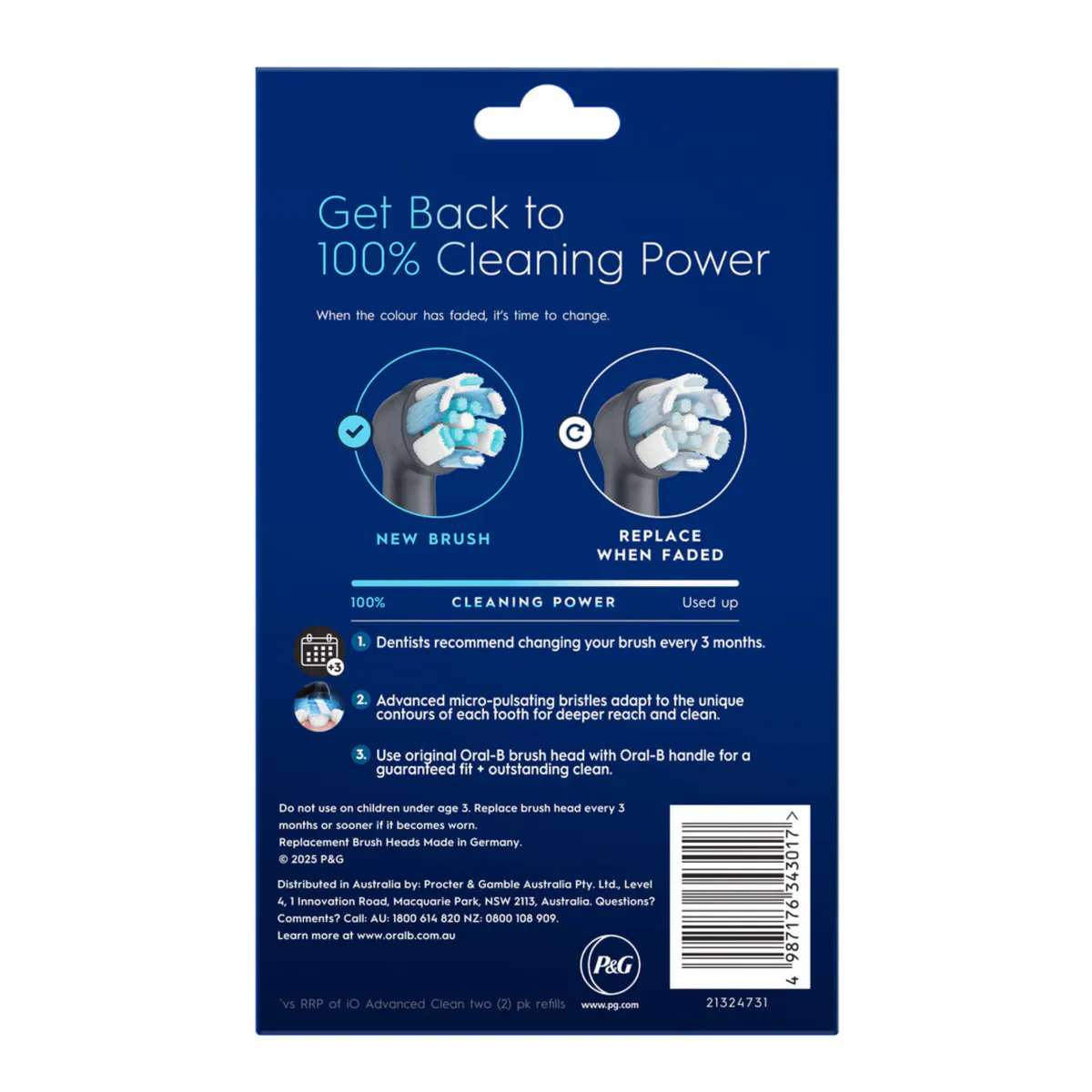 Oral-B iO Advanced Clean Black Replacement Brush Heads, 8 Pack, view 3
