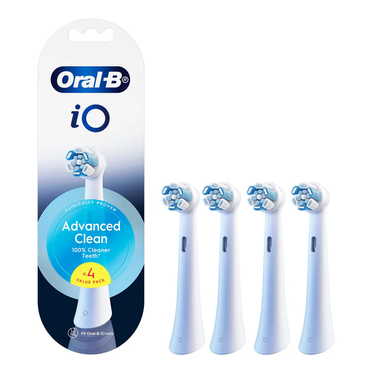 Oral-B iO Advanced Clean White Electric Toothbrush Replacement Heads, 4pk