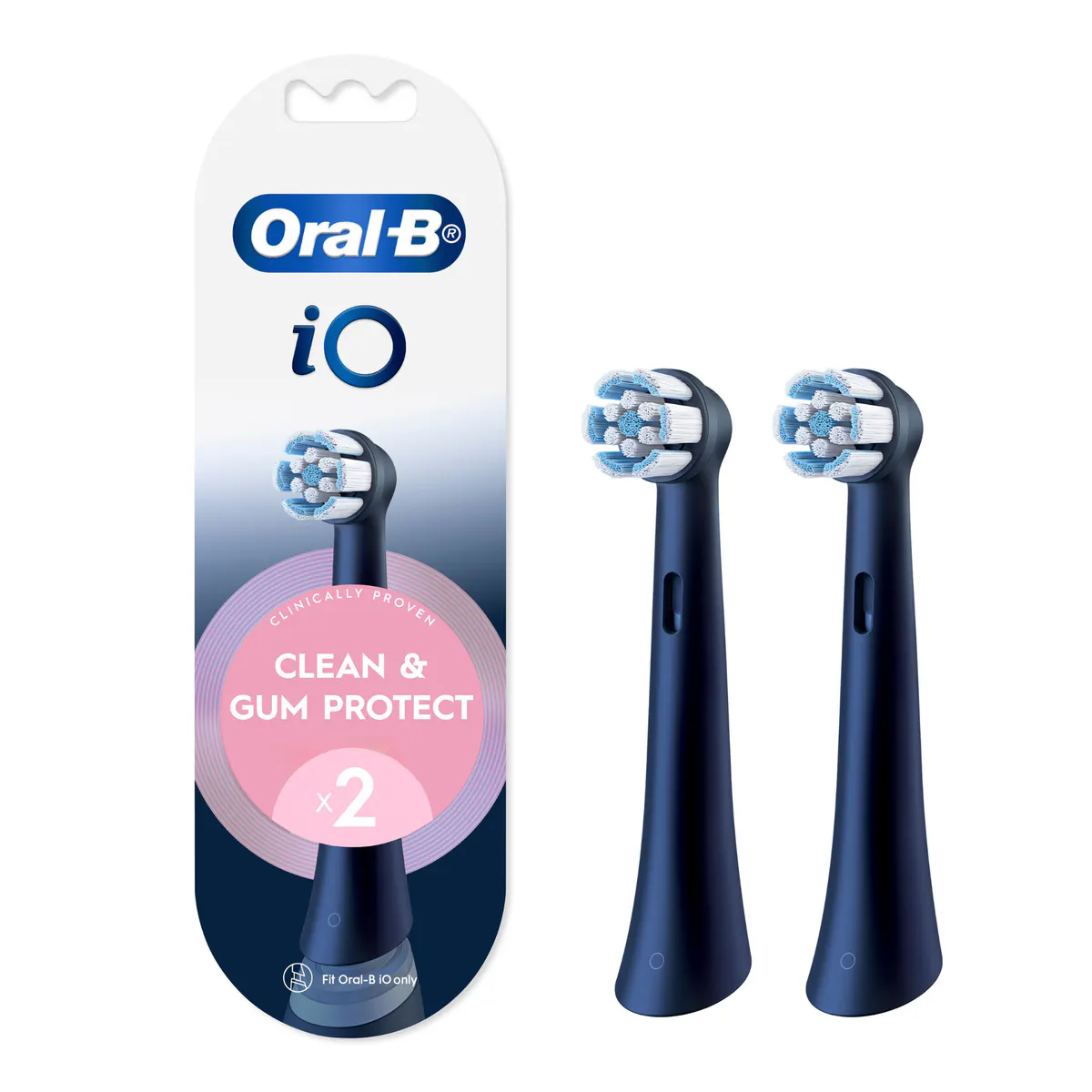Oral-B iO Clean & Gum Protect Sensitive Black Replacement Brush Heads, 2 Pack