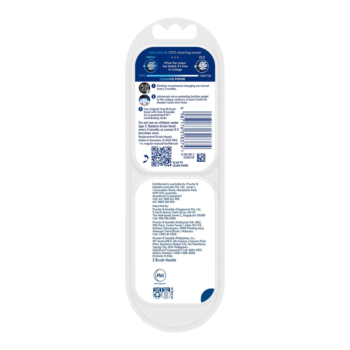 Oral-B iO Clean & Gum Protect Sensitive Black Replacement Brush Heads, 2 Pack, view 3