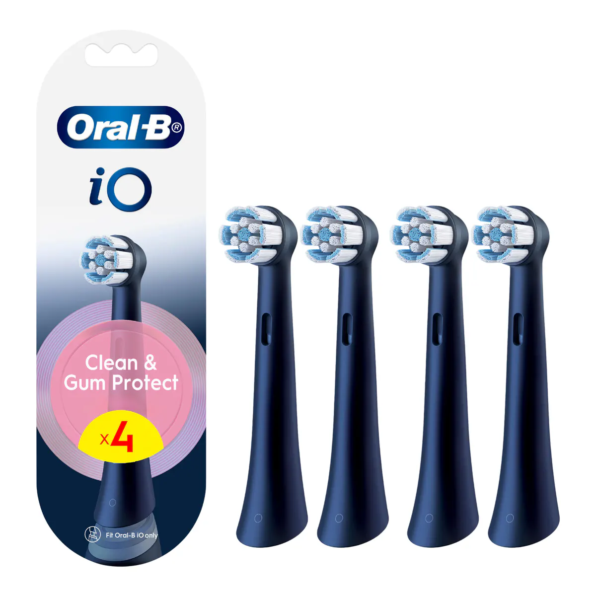 Oral-B iO Clean & Gum Protect Sensitive Black Replacement Brush Heads, 4 Pack