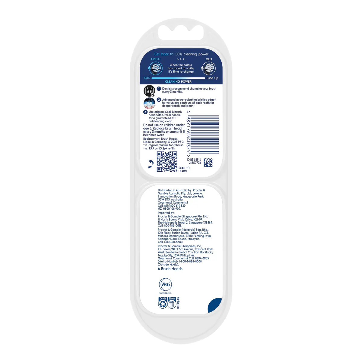 Oral-B iO Clean & Gum Protect Sensitive Black Replacement Brush Heads, 4 Pack, view 3