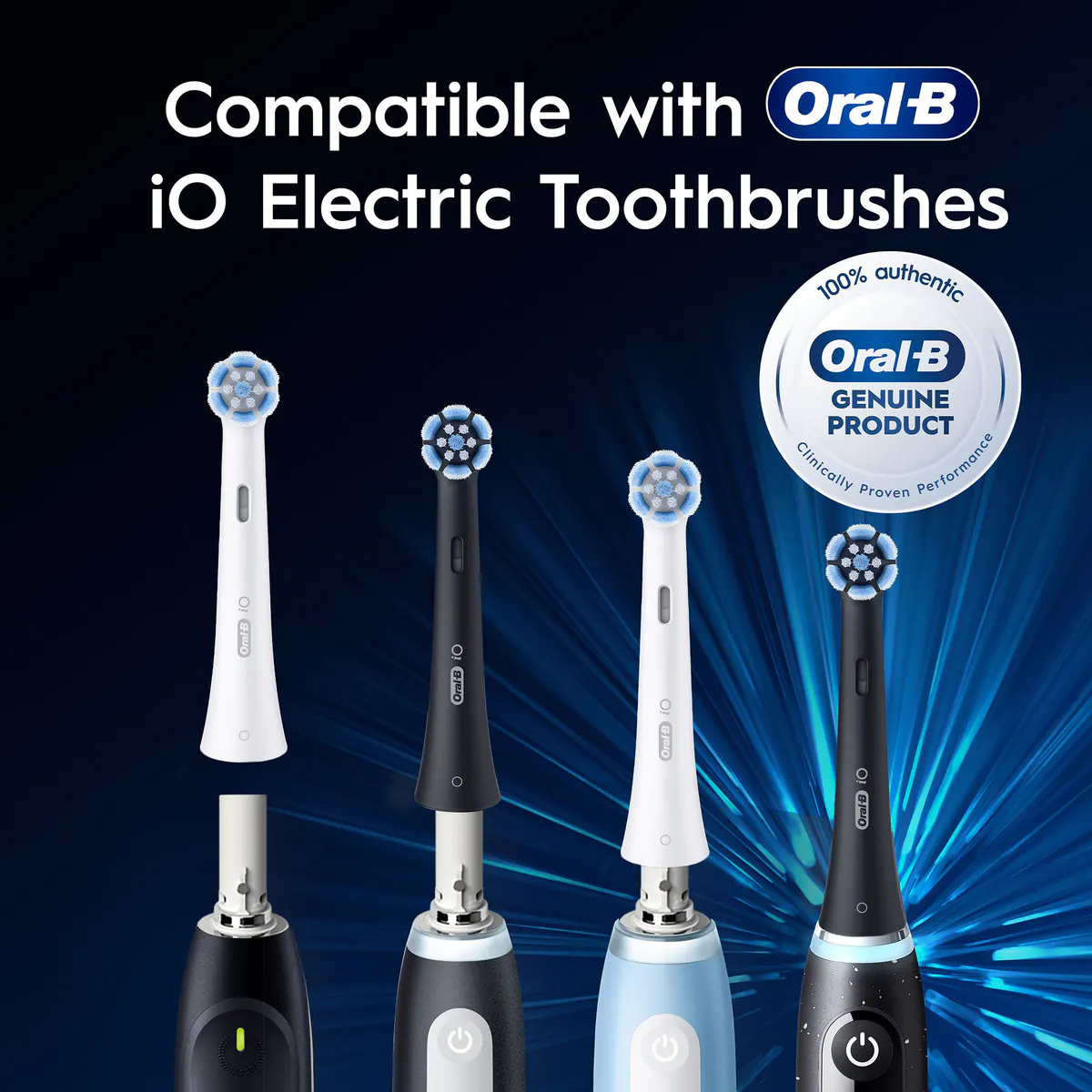 Oral-B iO Clean & Gum Protect Sensitive Black Replacement Brush Heads, 4 Pack, view 6
