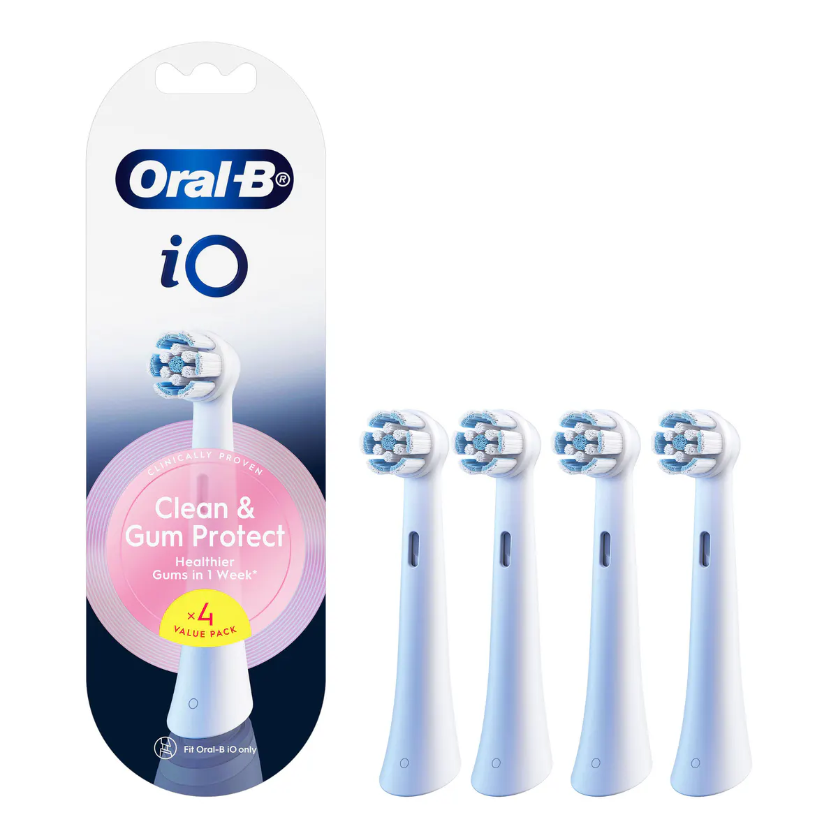 iO Clean & Gum Protect White Electric Toothbrush Replacement Heads, 4pk
