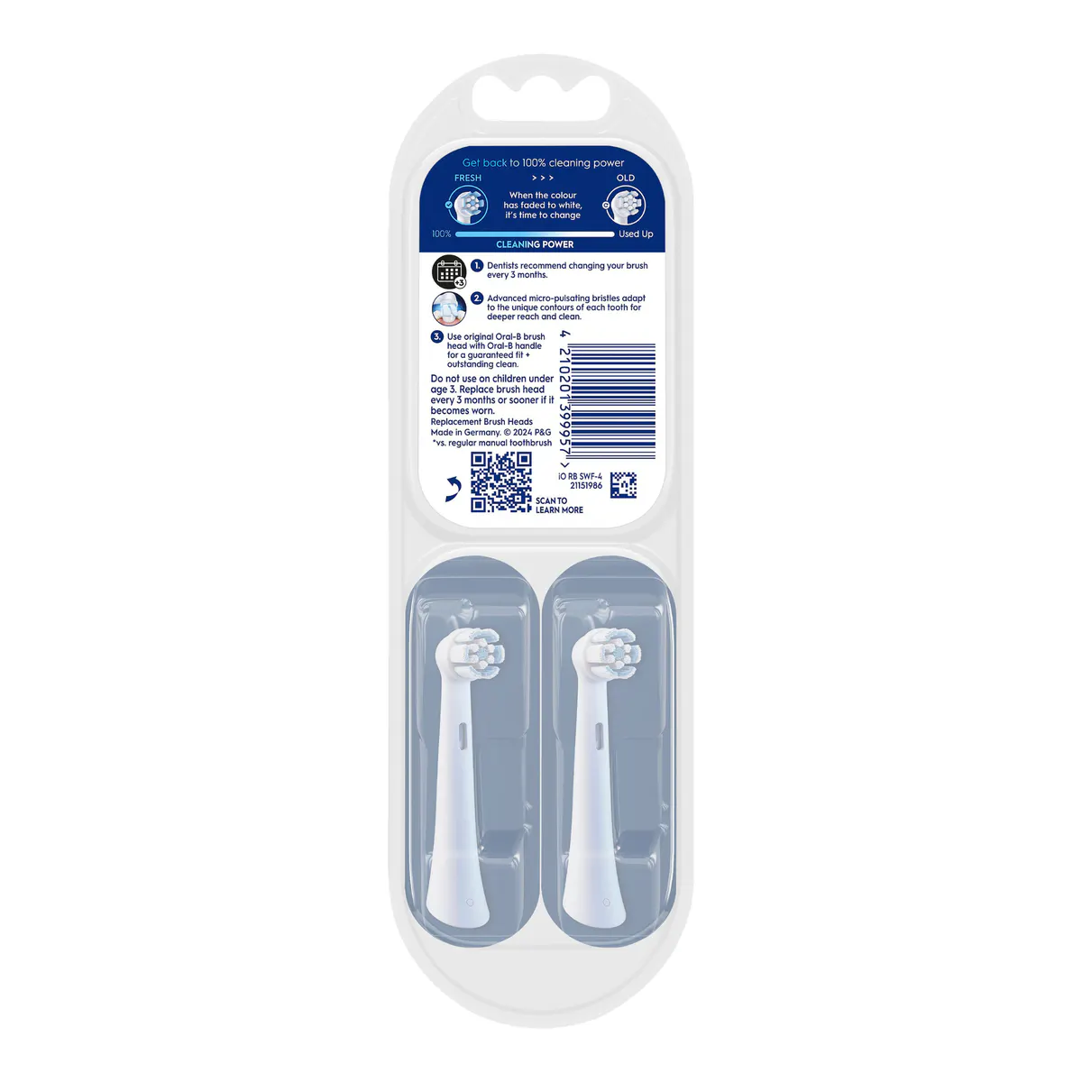 iO Clean & Gum Protect White Electric Toothbrush Replacement Heads, 4pk, view 3