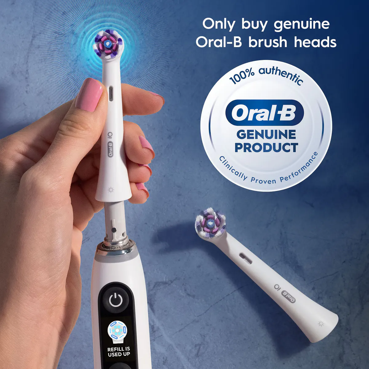 Oral-B iO Clean & Whiten White Replacement Brush Heads, 2 Pack, view 2