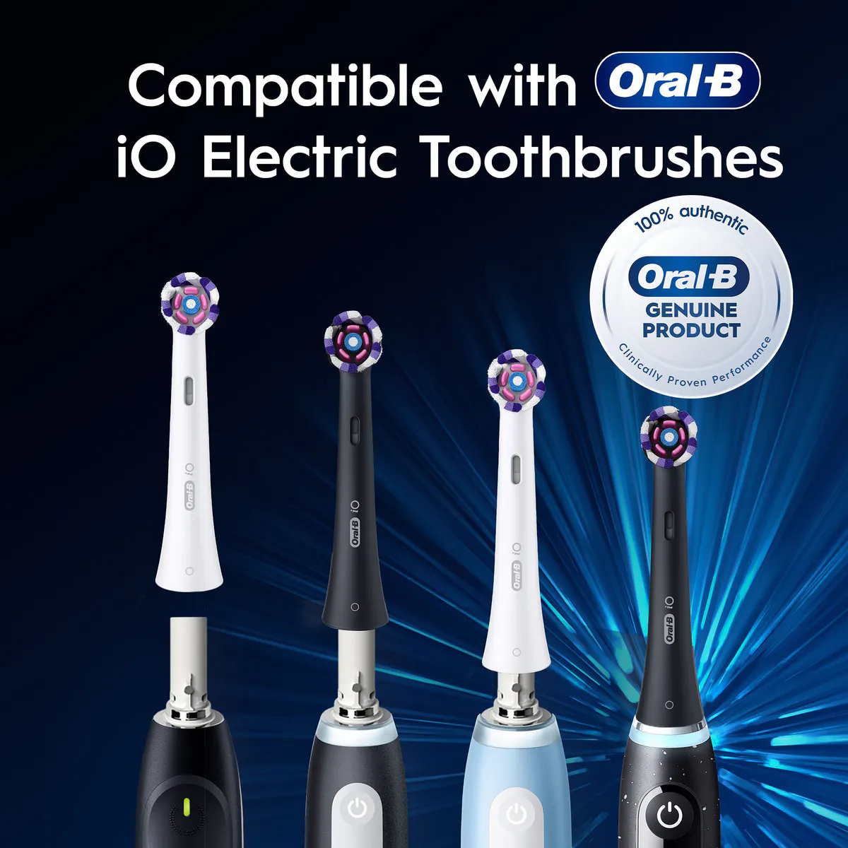 Oral-B iO Clean & Whiten White Replacement Brush Heads, 2 Pack, view 6