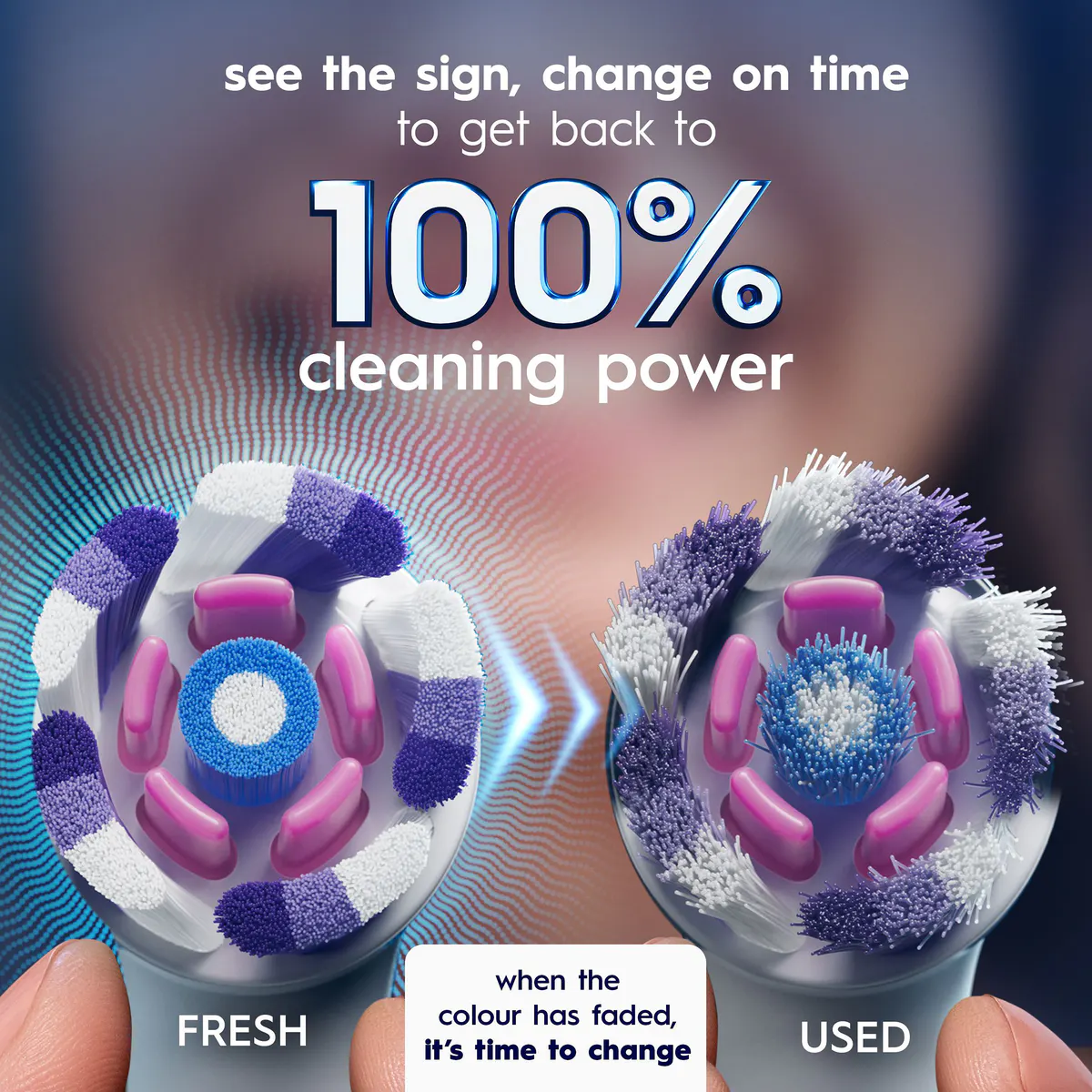 Oral-B iO Clean & Whiten White Replacement Brush Heads, 2 Pack, view 7