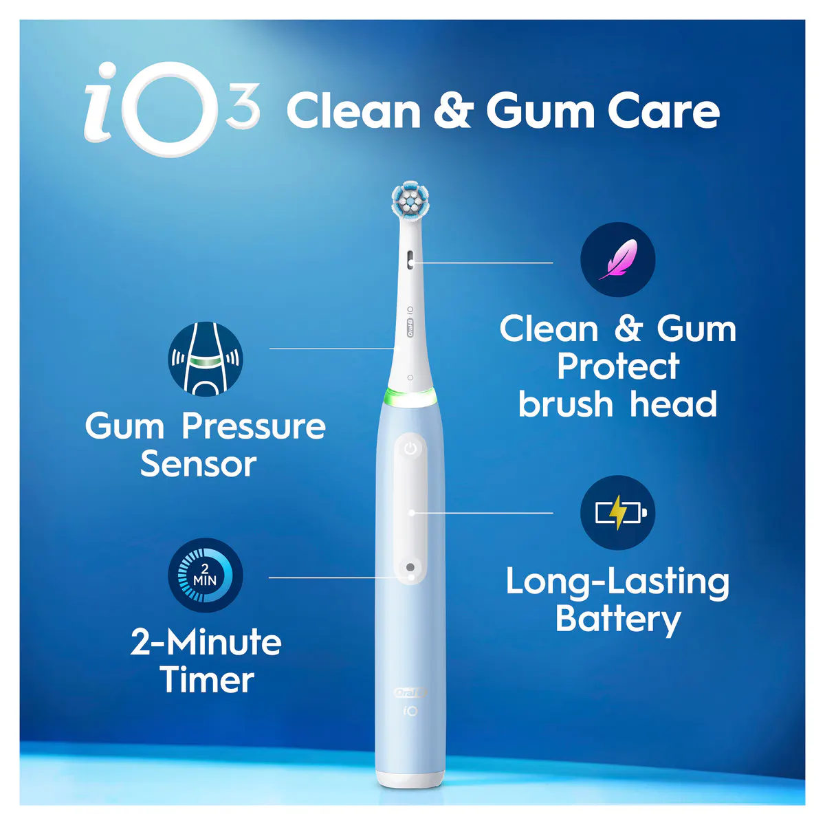 Oral-B iO Series 3 Clean & Gum Protect - Ice Blue, view 8
