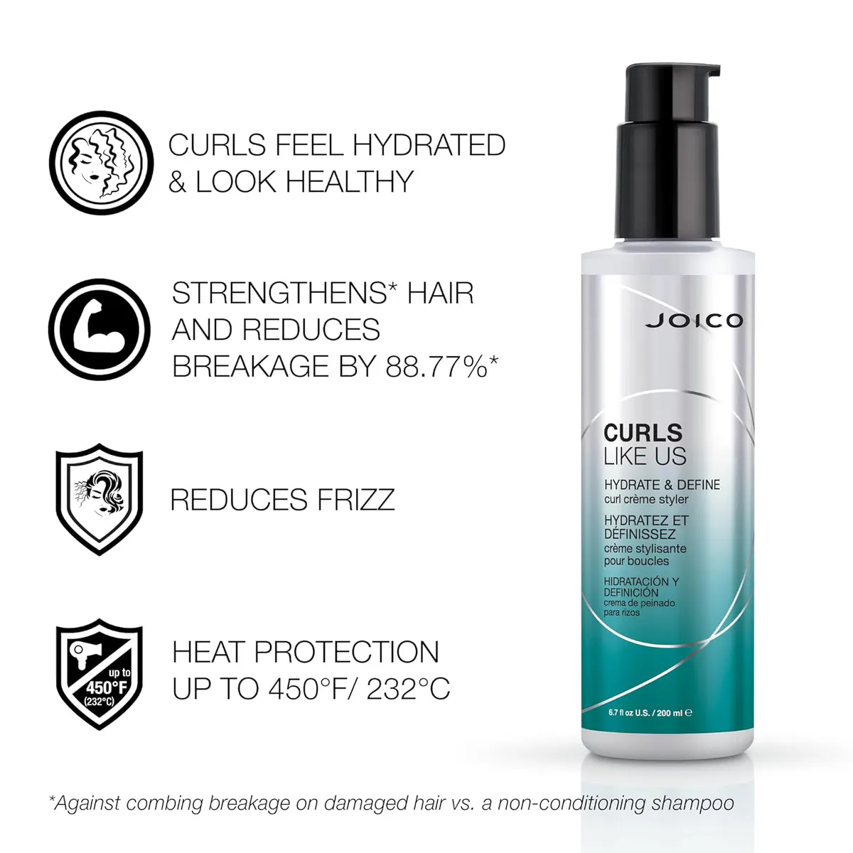 Joico Curls Like Us Hydrate & Define Curl Creme Styler 200ml, view 4