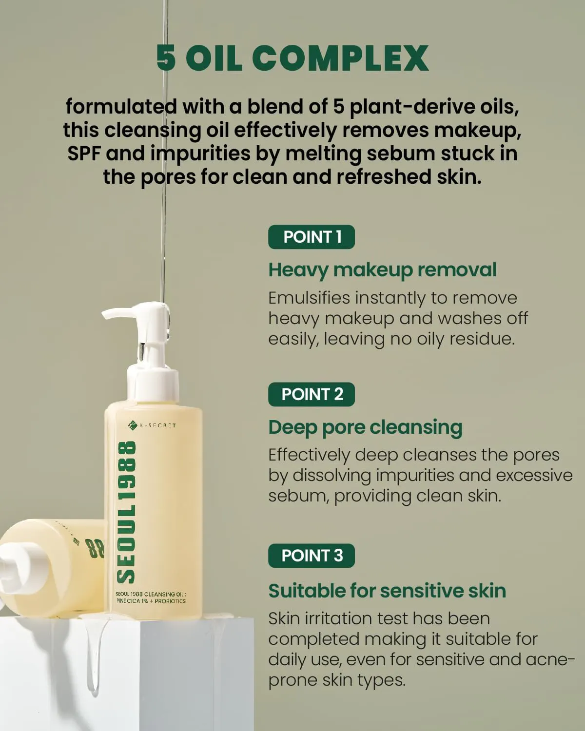 K-SECRET SEOUL 1988 Pine Cica 1% + Probiotics Cleansing Oil 200ml, view 5