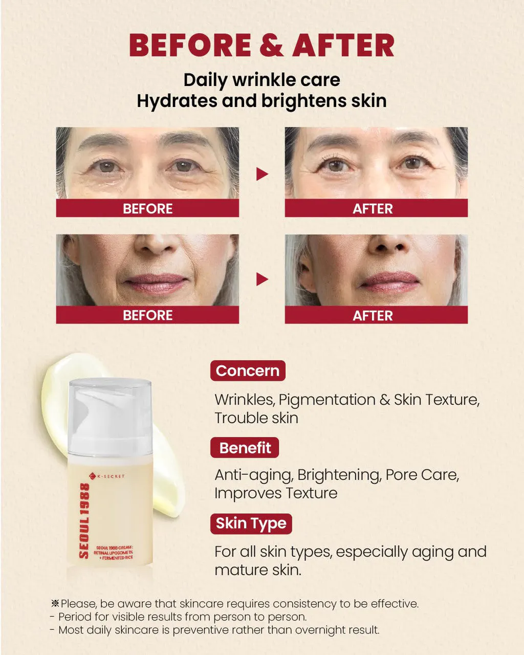 K-SECRET SEOUL 1988 Retinal Liposome 1% + Fermented Rice Cream 50ml, view 5