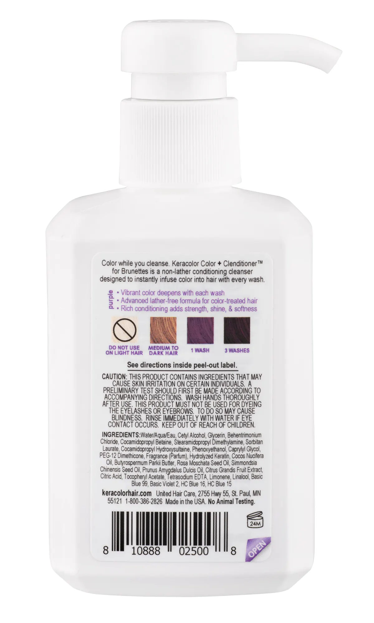 Keracolor Colour + Clenditioner for Brunettes Purple - 355ml, view 5