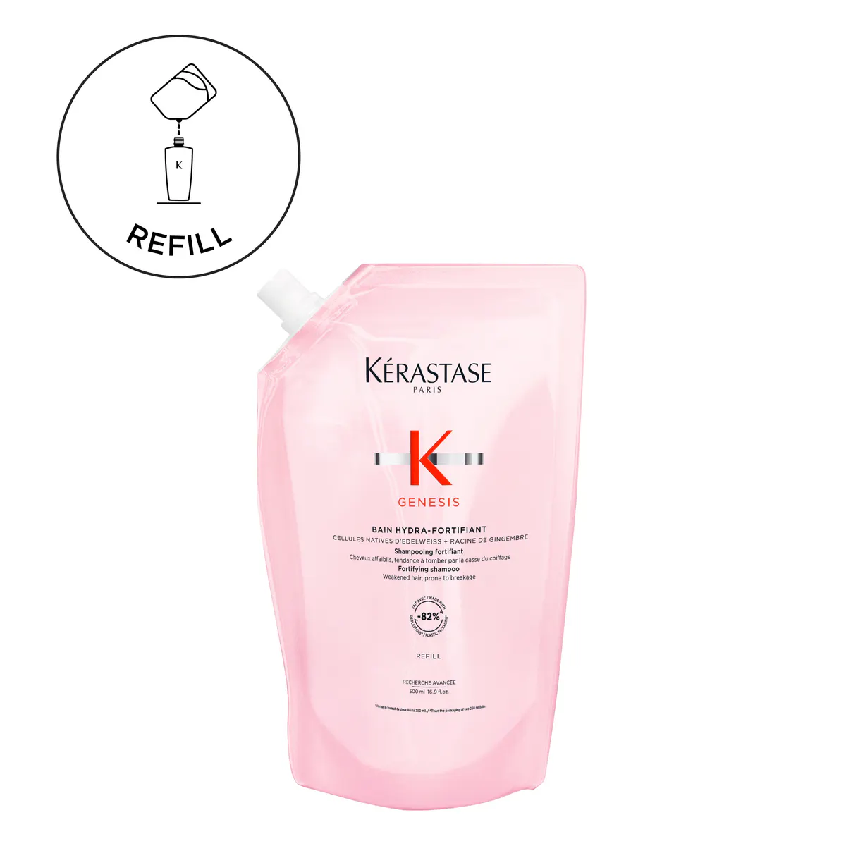 Kérastase Genesis Bain Hydro-Fortifiant Refill Shampoo Pouch - Weakened Hair Prone To Breakage 500ml