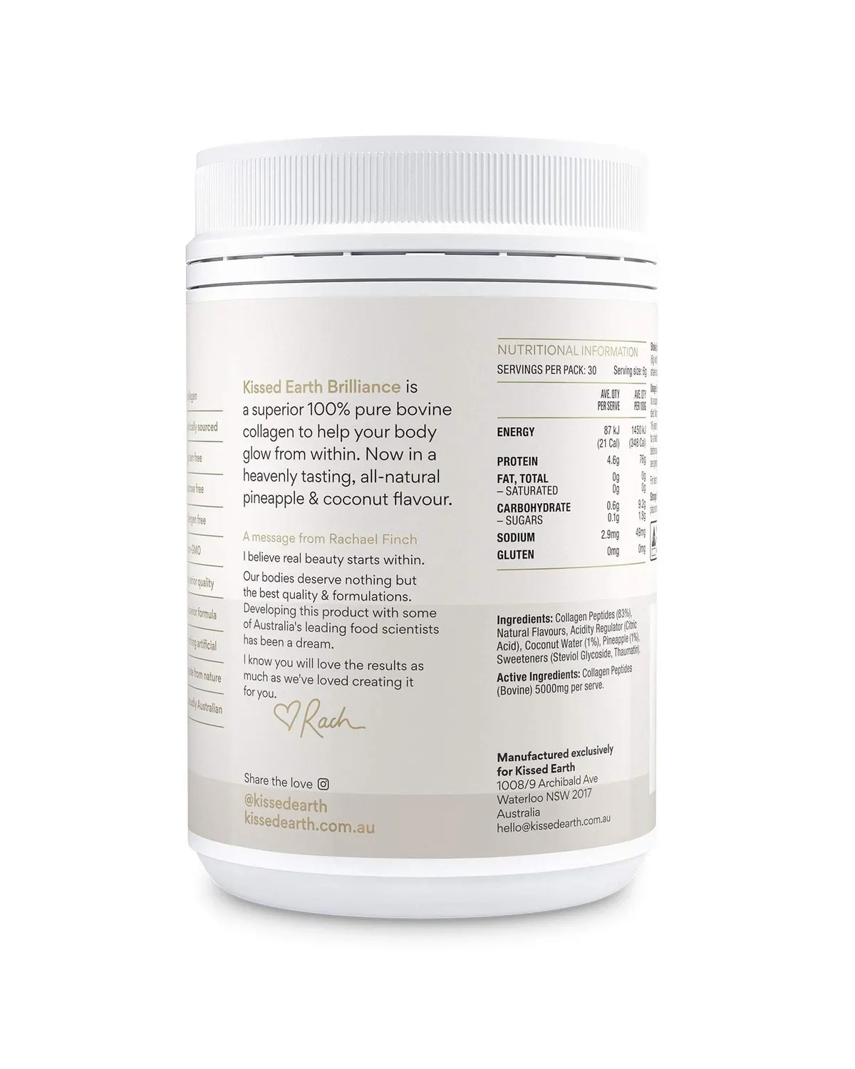 Kissed Earth Brilliance Pineapple Coconut Collagen Powder 180g, view 2