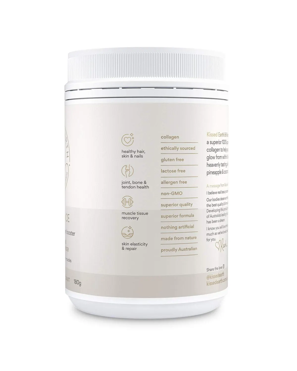 Kissed Earth Brilliance Pineapple Coconut Collagen Powder 180g, view 3