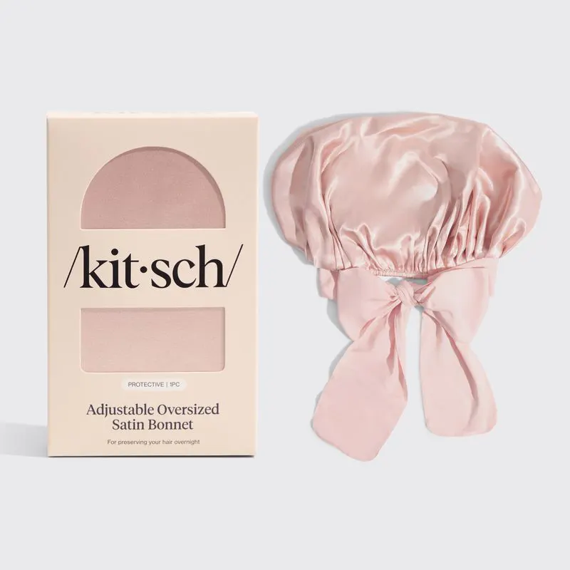 Kitsch Adjustable Oversized Satin Bonnet 1pc - Blush, view 4
