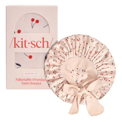 Kitsch Adjustable Oversized Satin Bonnet 1pc - Cherry Print