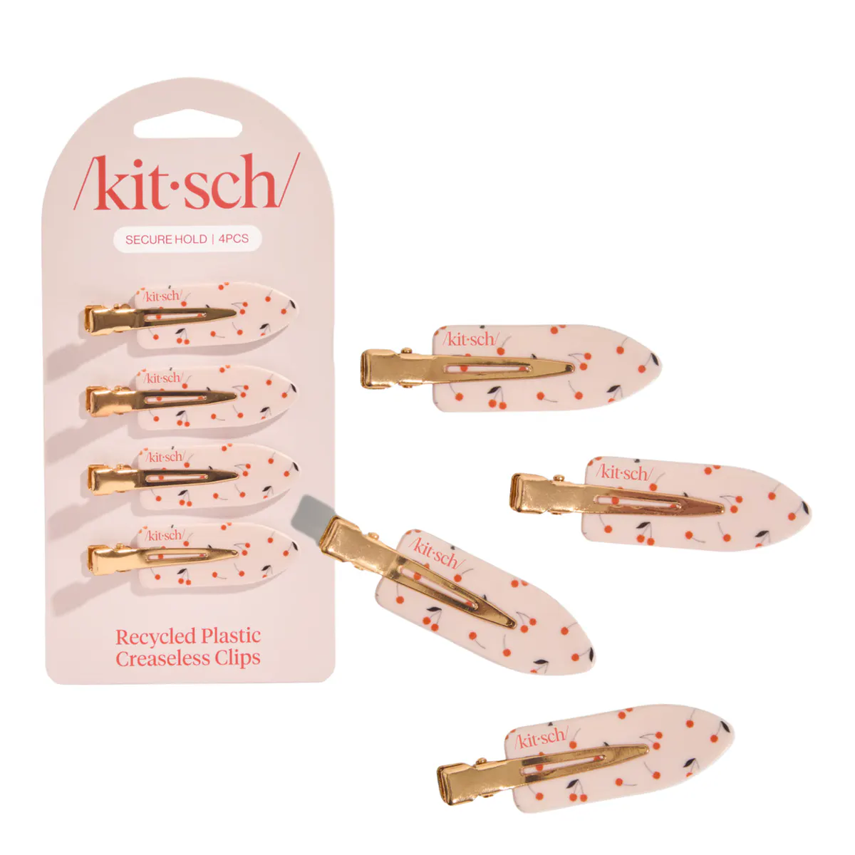 Kitsch Creaseless Clips 4pc Set - Cherry Print 4pcs